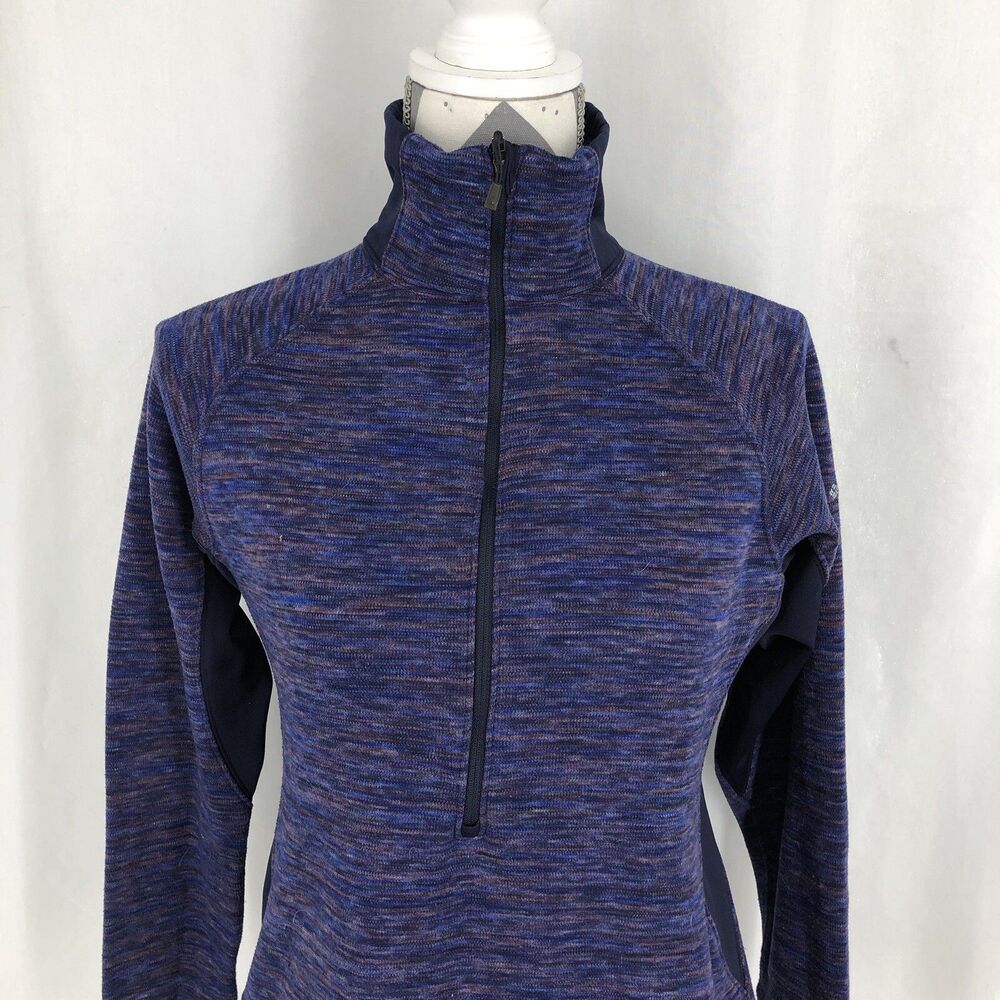 Columbia Heathered Purple Fleece Outdoor Casual 1/2 Zip Pullover Sweater Medium